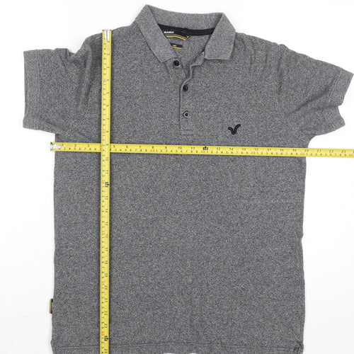 Voi Jeans Co. Men's Grey Cotton Short Sleeve Polo Shirt Size L