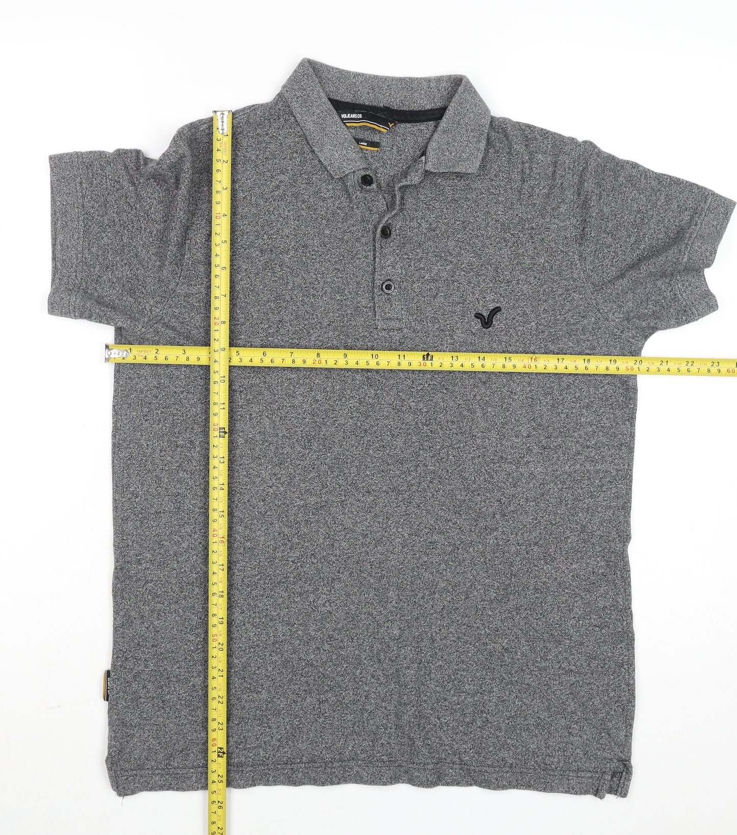 Voi Jeans Co. Men's Grey Cotton Short Sleeve Polo Shirt Size L