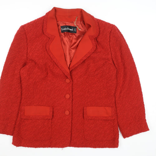 Louis Féraud Women's Red Wool Classic Blazer UK 12 Formal Jacket