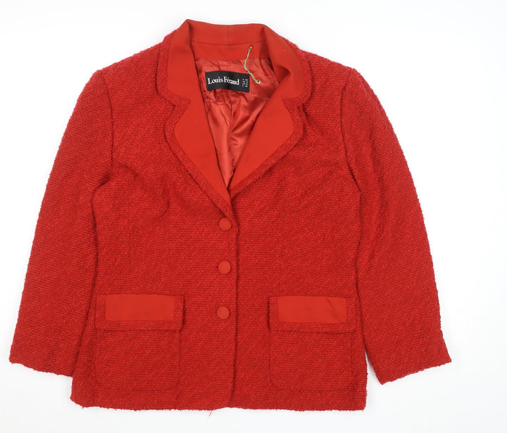 Louis Féraud Women's Red Wool Classic Blazer UK 12 Formal Jacket