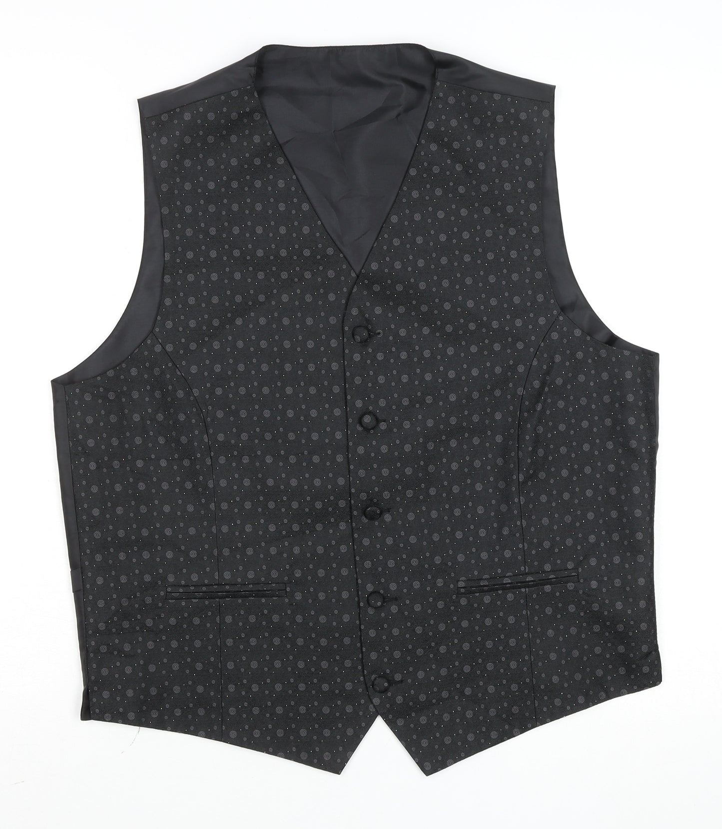 Marks and Spencer Men's Black Geometric Formal Waistcoat Medium 38-40in