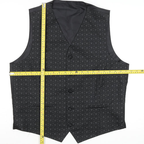 Marks and Spencer Men's Black Geometric Formal Waistcoat Medium 38-40in