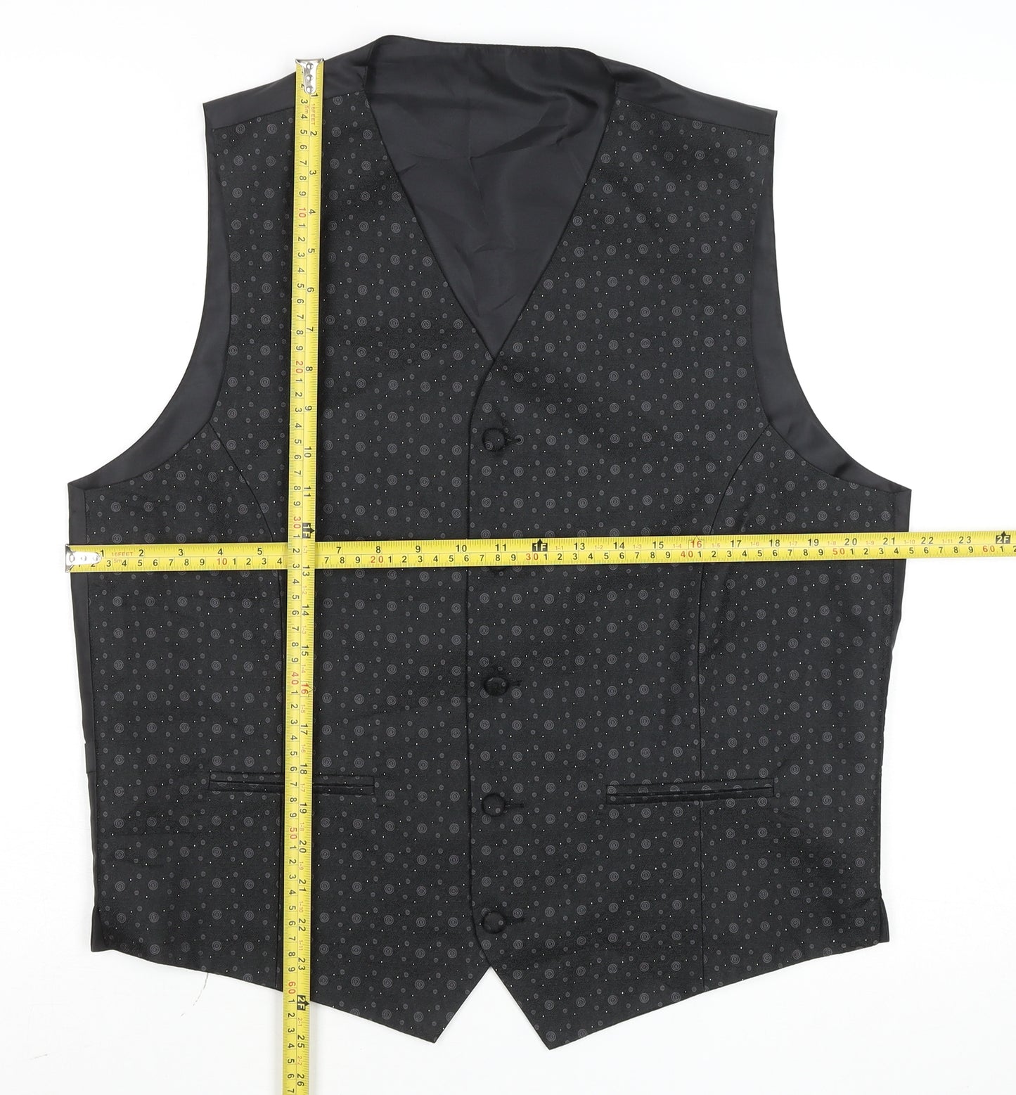Marks and Spencer Men's Black Geometric Formal Waistcoat Medium 38-40in