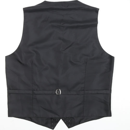Marks and Spencer Men's Black Geometric Formal Waistcoat Medium 38-40in
