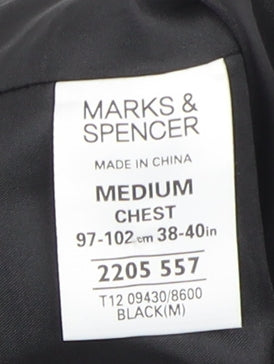 Marks and Spencer Men's Black Geometric Formal Waistcoat Medium 38-40in
