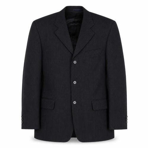 Men’s Black Pinstripe Wool Blazer 38in Regular Fit Jacket