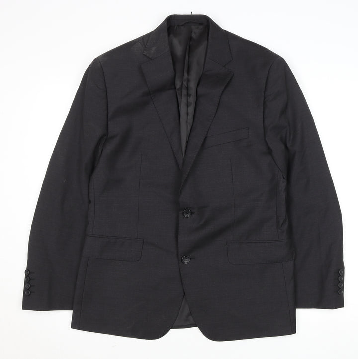 Men’s Grey Wool Blend Slim Fit Short Blazer Jacket 42L