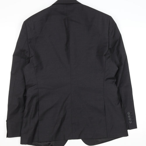 Men’s Grey Wool Blend Slim Fit Short Blazer Jacket 42L