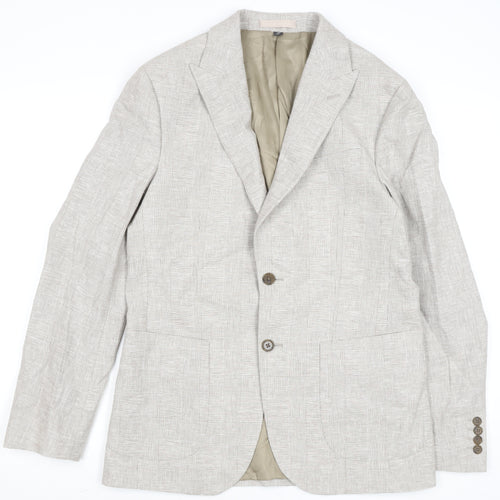 Marks and Spencer Men's Beige Linen Cotton Check Blazer 38R