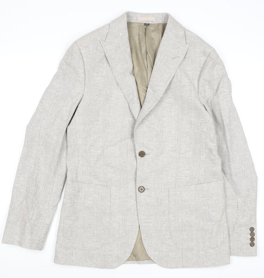 Marks and Spencer Men's Beige Linen Cotton Check Blazer 38R