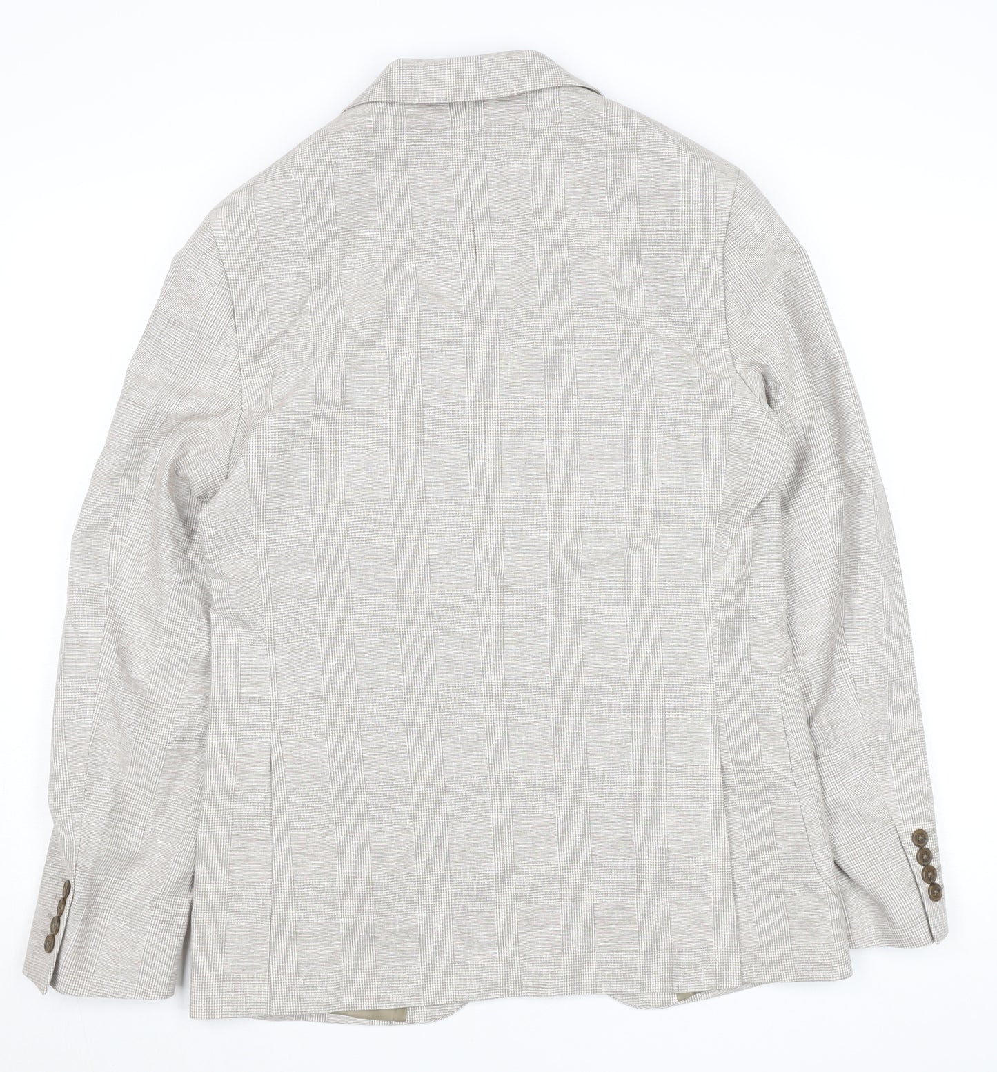 Marks and Spencer Men's Beige Linen Cotton Check Blazer 38R