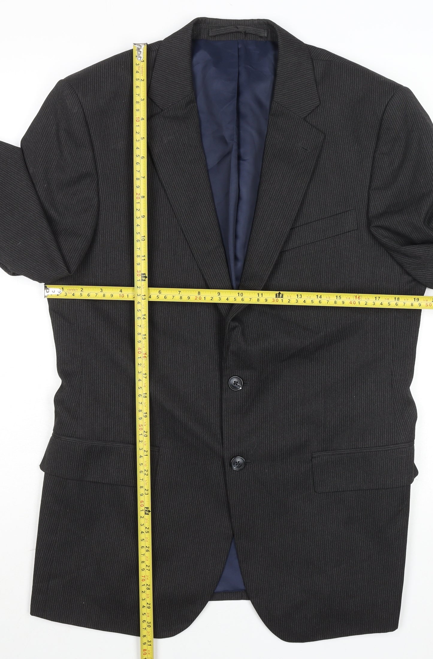 Marks and Spencer Men's Grey 40R Charcoal Single-Breasted Blazer