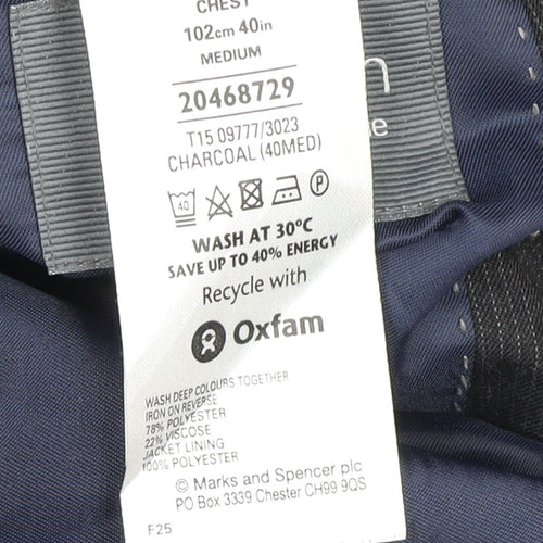 Marks and Spencer Men's Grey 40R Charcoal Single-Breasted Blazer