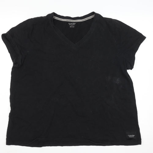 Calvin Klein Performance Womens Black V-Neck Cotton Active T-Shirt Size XL