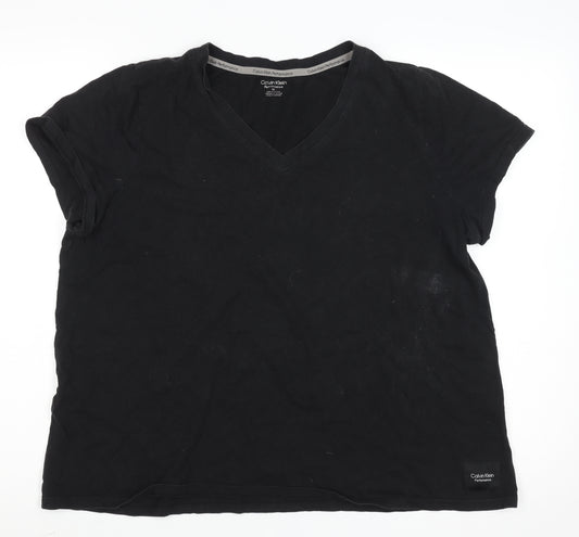 Calvin Klein Performance Womens Black V-Neck Cotton Active T-Shirt Size XL