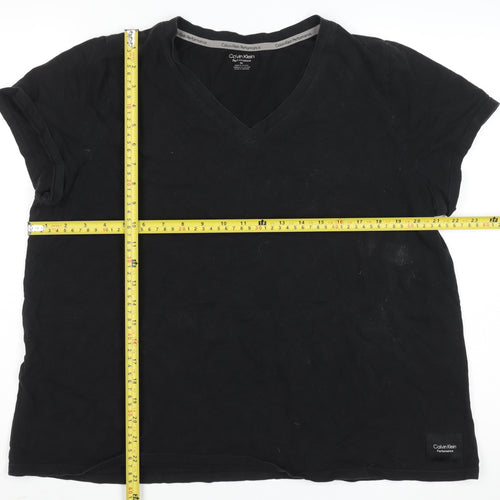 Calvin Klein Performance Womens Black V-Neck Cotton Active T-Shirt Size XL