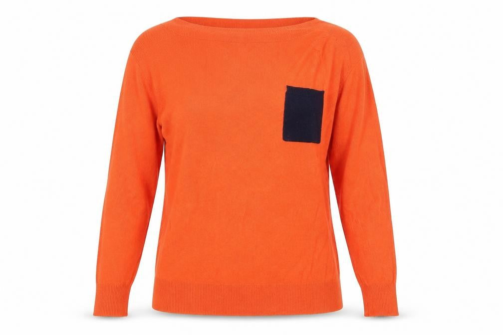 Front view of Paul Costelloe Women’s Orange Wool Blend jumper, size S