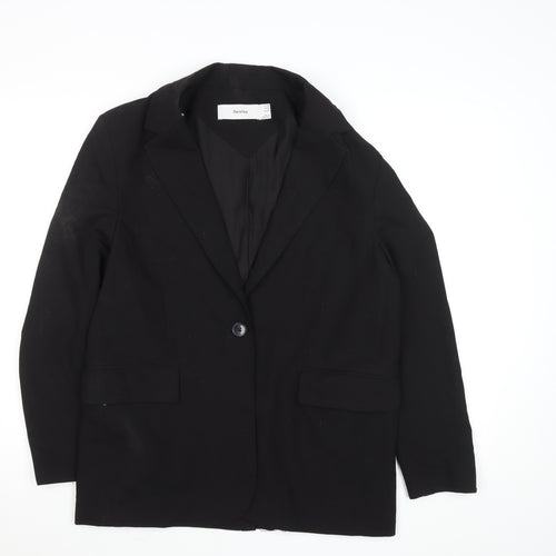 Bershka Women's Black Regular Fit One-Button Blazer M