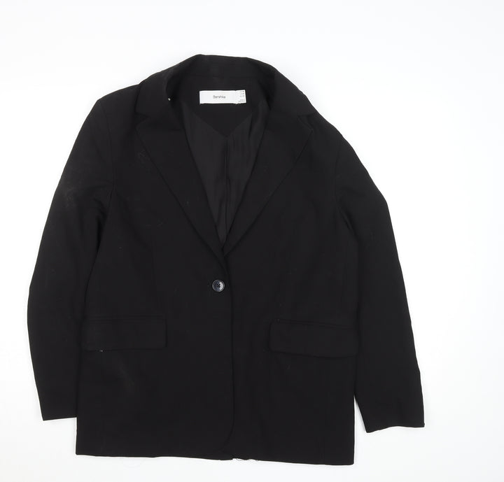 Bershka Women's Black Regular Fit One-Button Blazer M