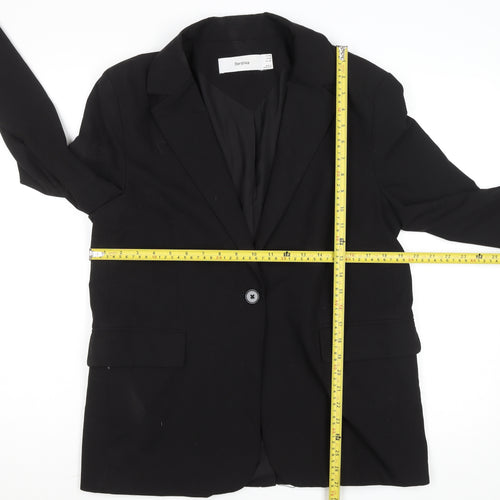 Bershka Women's Black Regular Fit One-Button Blazer M