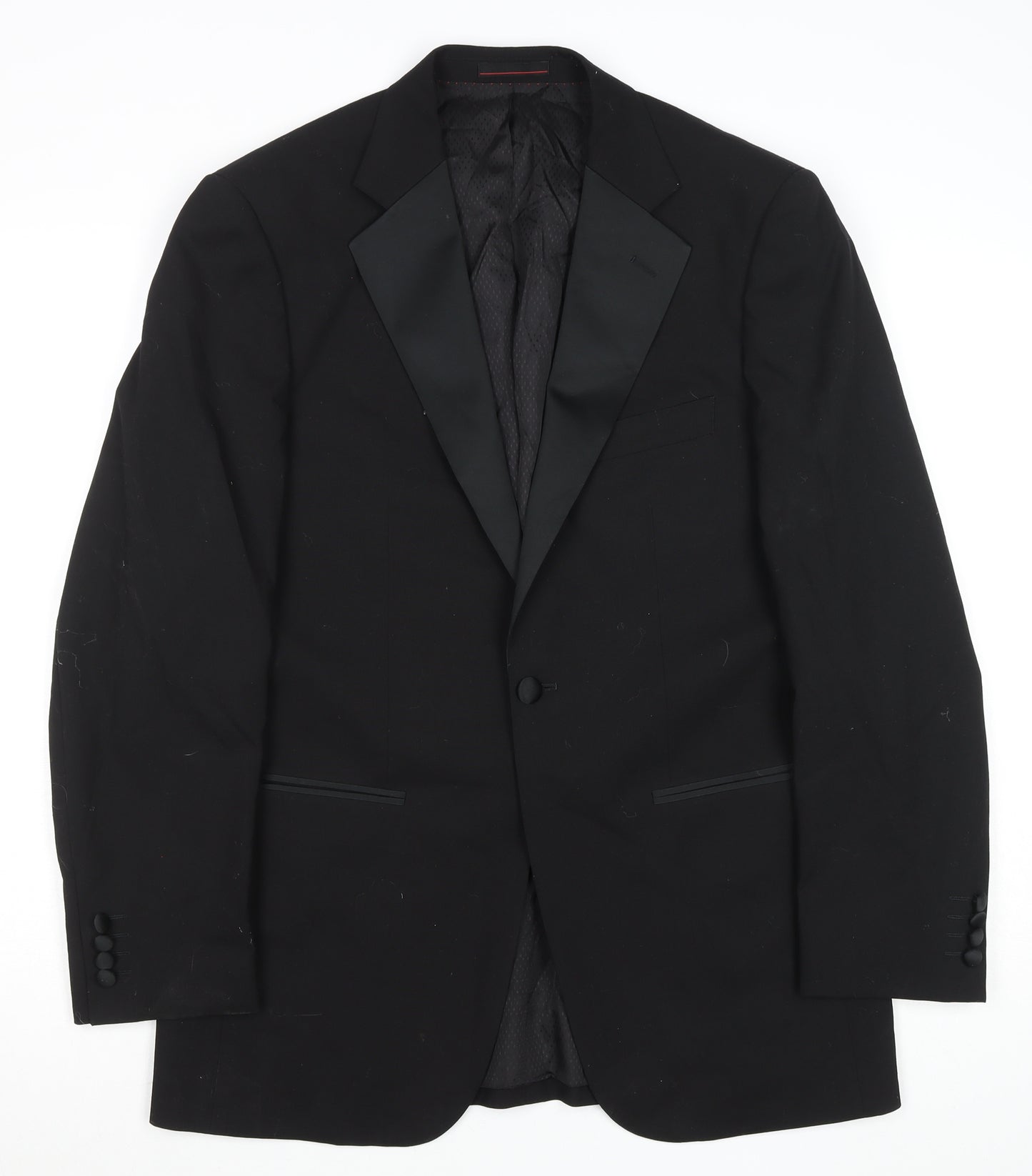 Men’s Black 38R Shawl Lapel One Button Wool Blend Tuxedo Jacket