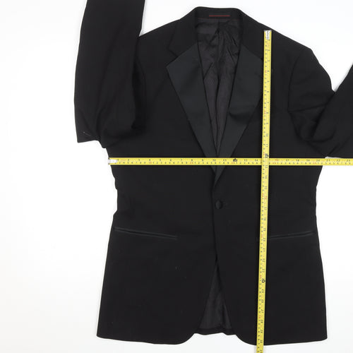 Men’s Black 38R Shawl Lapel One Button Wool Blend Tuxedo Jacket