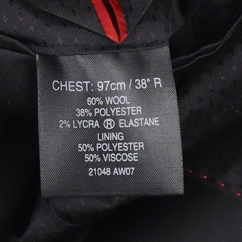 Men’s Black 38R Shawl Lapel One Button Wool Blend Tuxedo Jacket