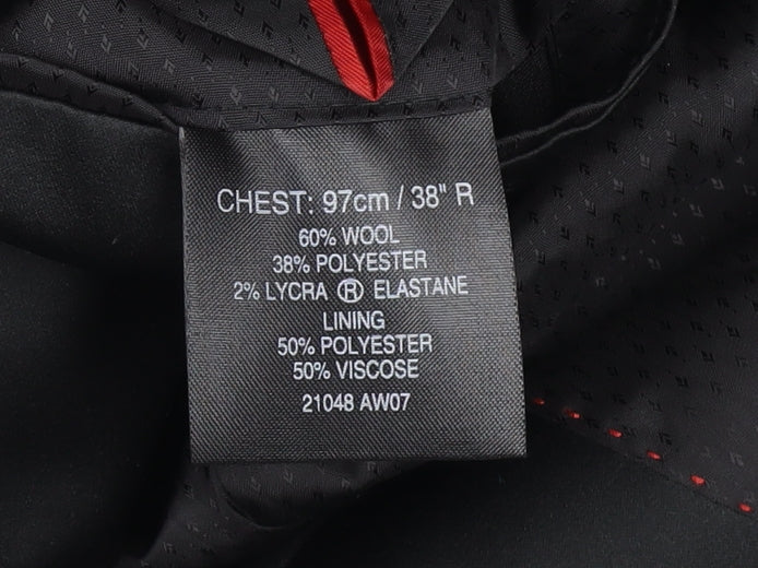 Men’s Black 38R Shawl Lapel One Button Wool Blend Tuxedo Jacket