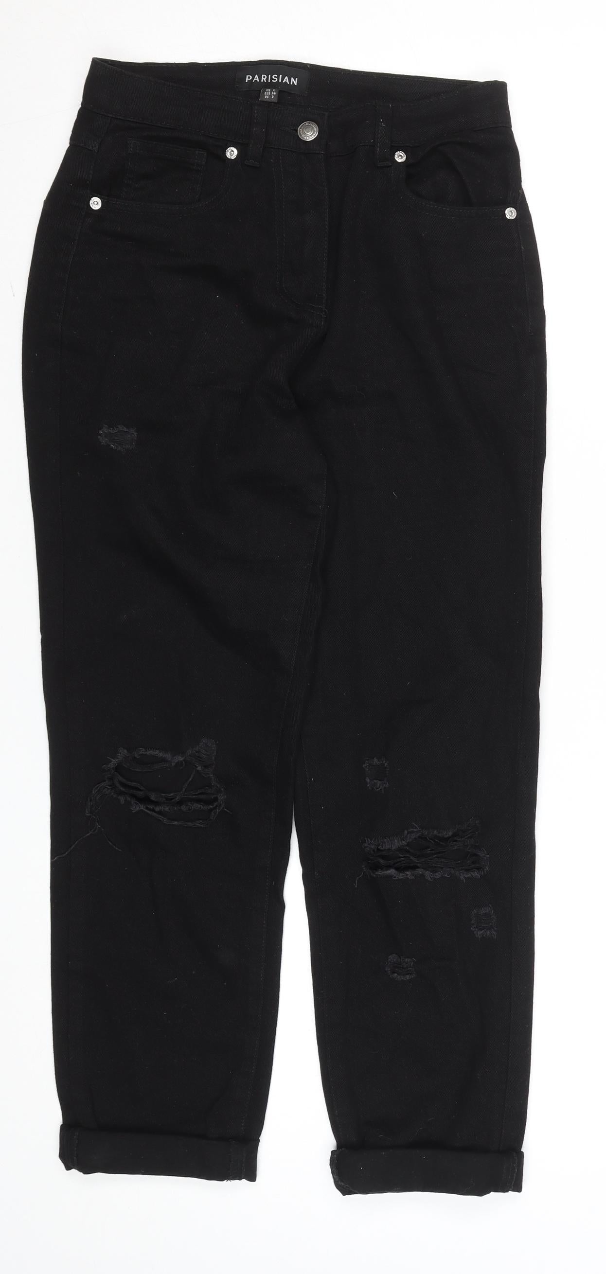 Parisian Women’s Black Distressed Boyfriend Jeans Size 6