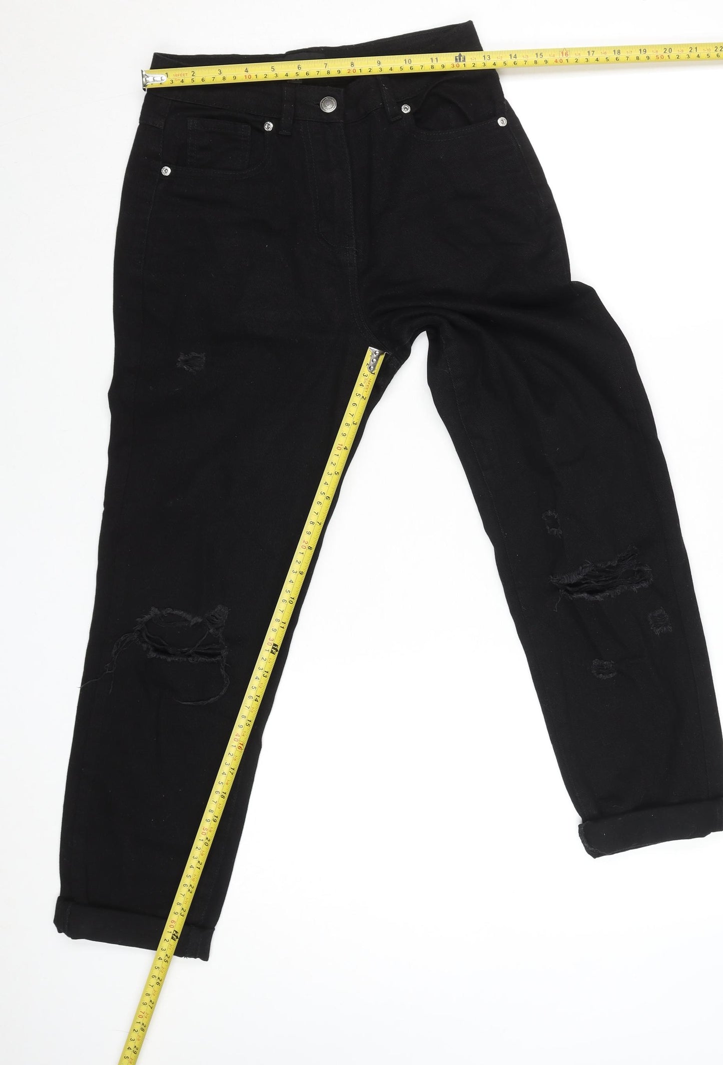 Parisian Women’s Black Distressed Boyfriend Jeans Size 6