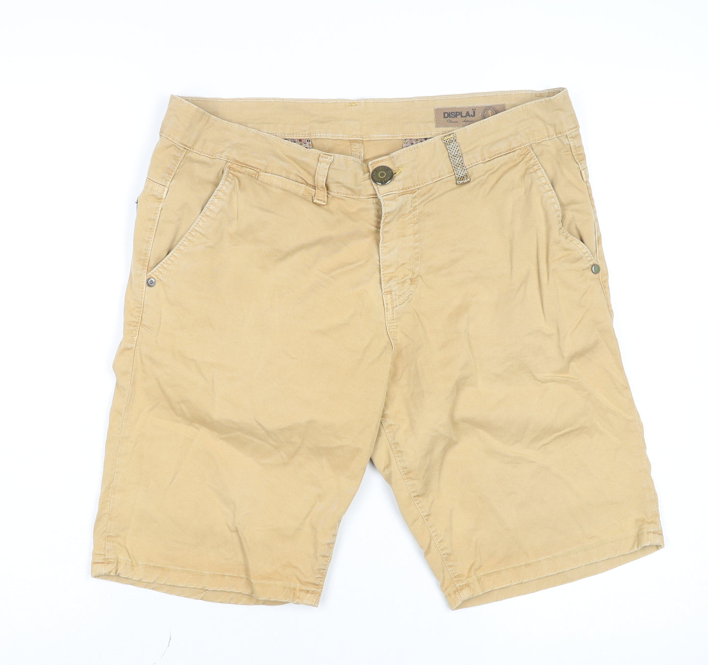 Displaj Men’s Beige Chino Shorts Size 34 Regular Fit Cotton