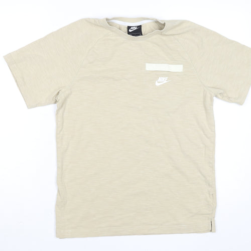 Nike Men's Beige Short Sleeve Crew Neck Cotton T-Shirt Small