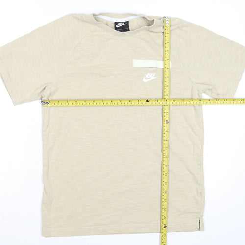 Nike Men's Beige Short Sleeve Crew Neck Cotton T-Shirt Small