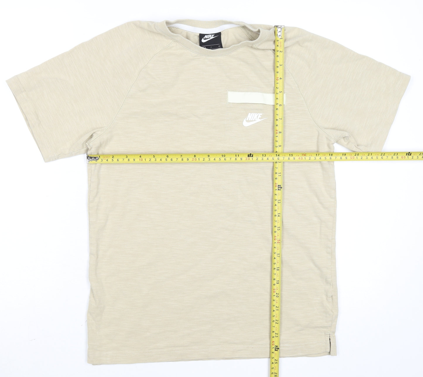 Nike Men's Beige Short Sleeve Crew Neck Cotton T-Shirt Small