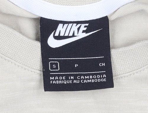 Nike Men's Beige Short Sleeve Crew Neck Cotton T-Shirt Small