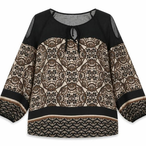 Wallis Petite Women’s Beige & Black Geometric Cold Shoulder Blouse Size 18