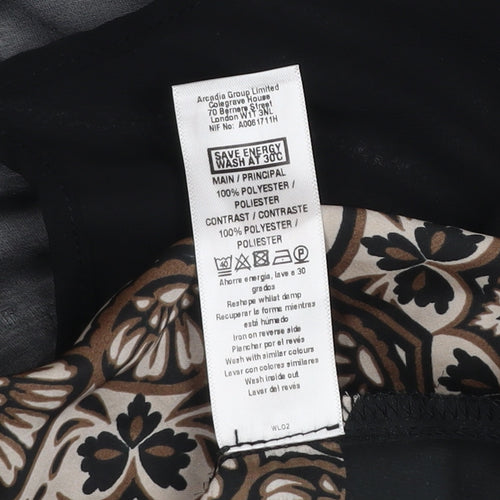 Wallis Petite Women’s Beige & Black Geometric Cold Shoulder Blouse Size 18