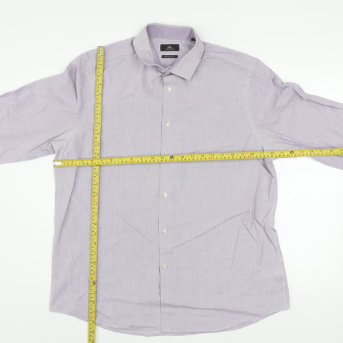 Next Men’s Purple Check Regular Fit Long Sleeve Dress Shirt 17in Collar
