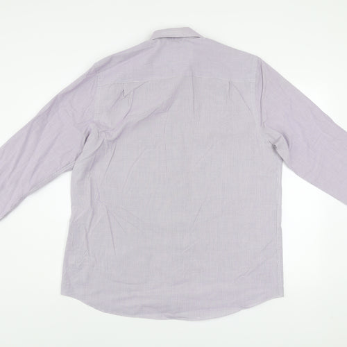 Next Men’s Purple Check Regular Fit Long Sleeve Dress Shirt 17in Collar