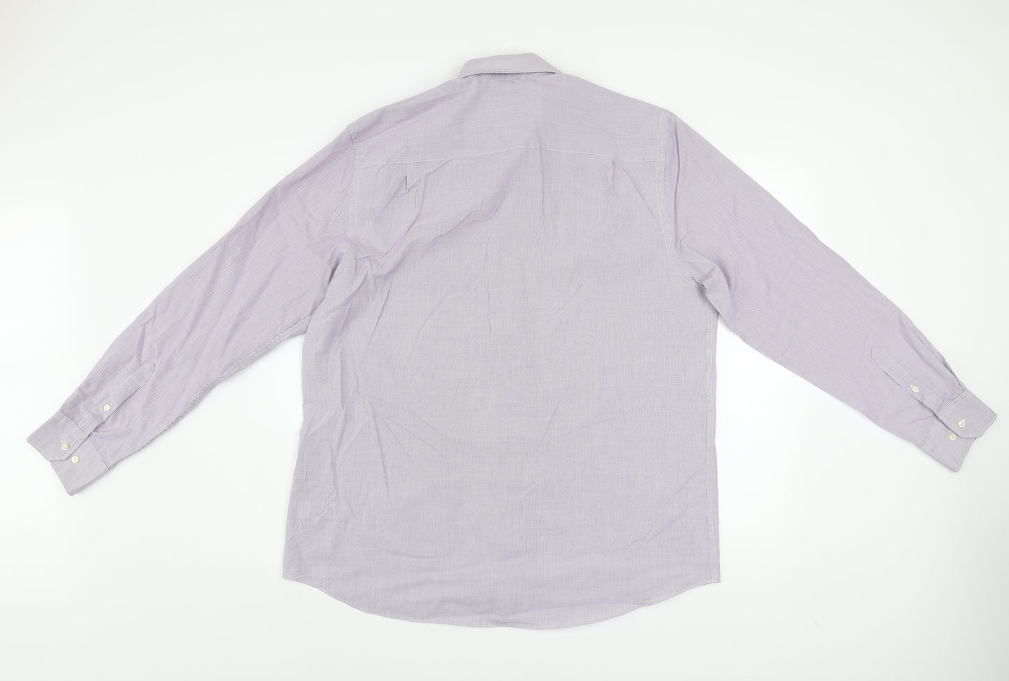 Next Men’s Purple Check Regular Fit Long Sleeve Dress Shirt 17in Collar