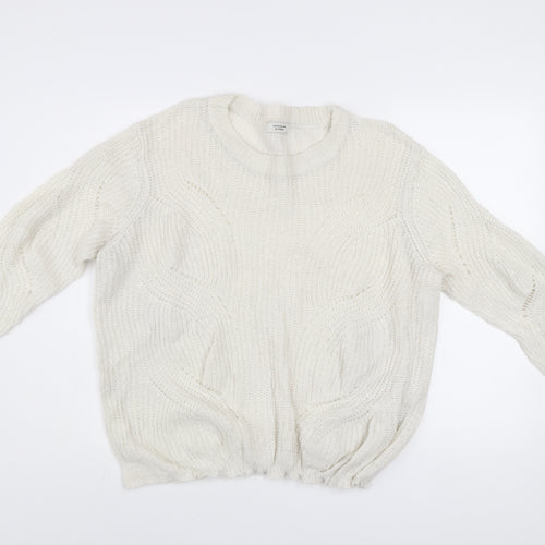 Jacqueline de Yong Women’s Ivory Chunky Knit XL Acrylic Pullover Jumper