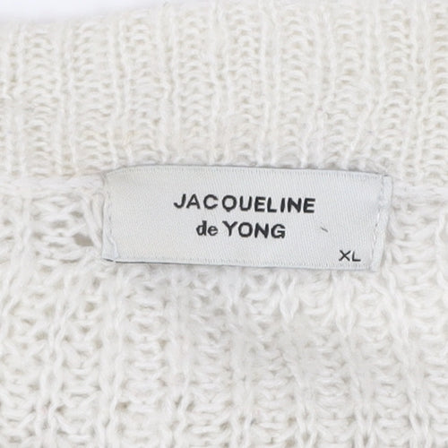 Jacqueline de Yong Women’s Ivory Chunky Knit XL Acrylic Pullover Jumper