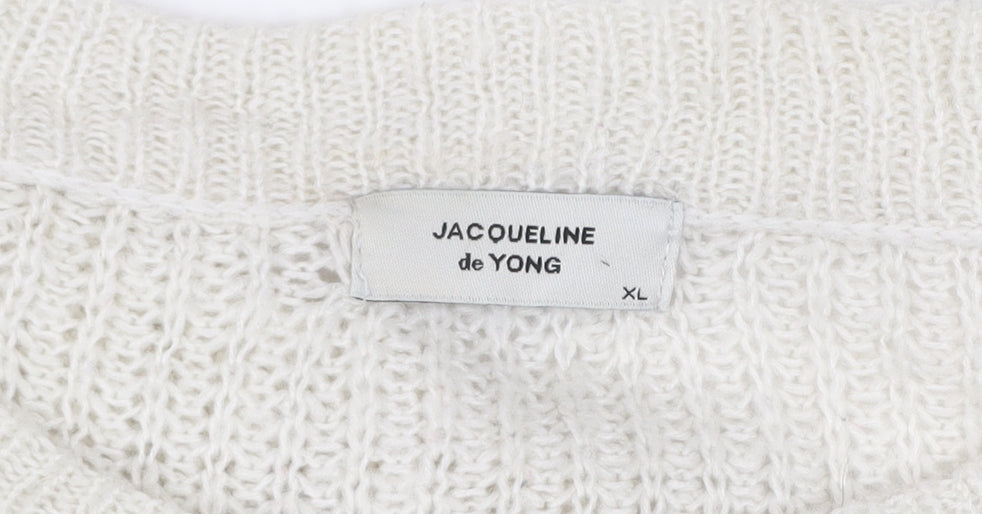 Jacqueline de Yong Women’s Ivory Chunky Knit XL Acrylic Pullover Jumper