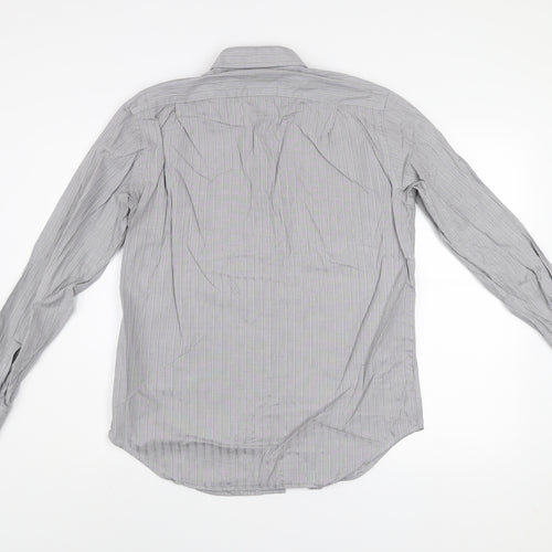 Caliban Men's Grey Striped Dress Shirt 15.5in Collar Regular Fit