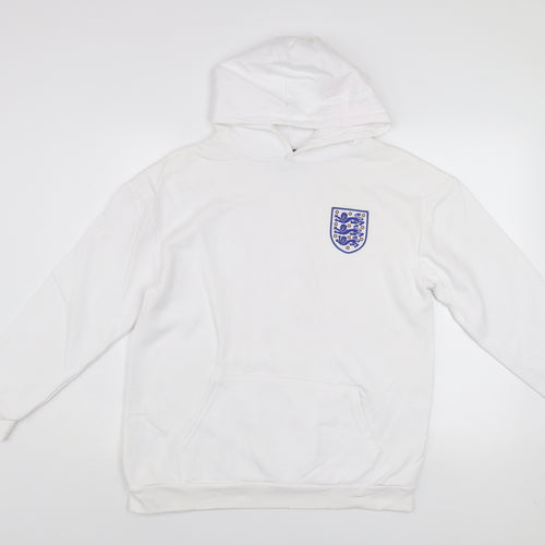 England Boys White Hoodie 12-13 Years Pullover Cotton Blend Football Crest