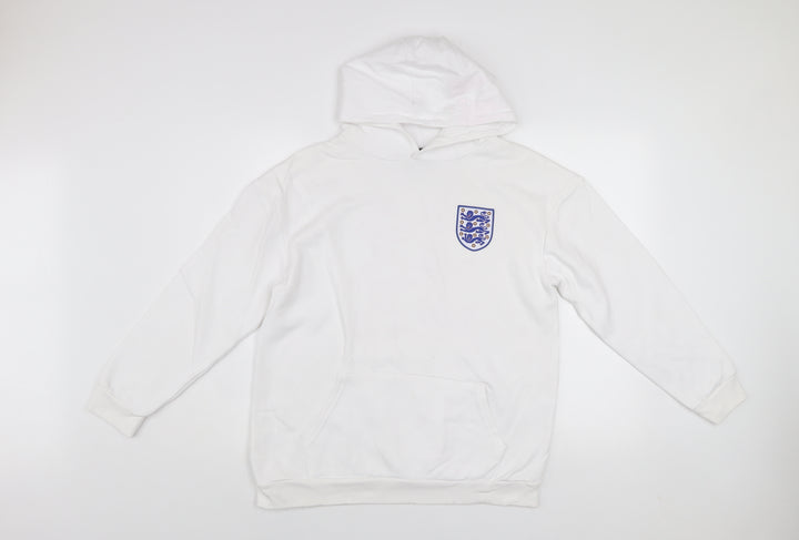 England Boys White Hoodie 12-13 Years Pullover Cotton Blend Football Crest