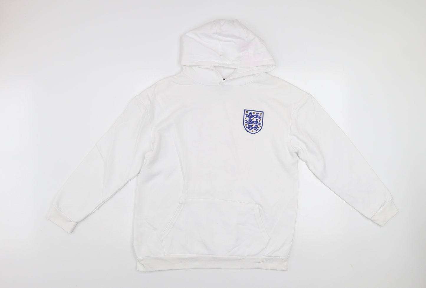 England Boys White Hoodie 12-13 Years Pullover Cotton Blend Football Crest