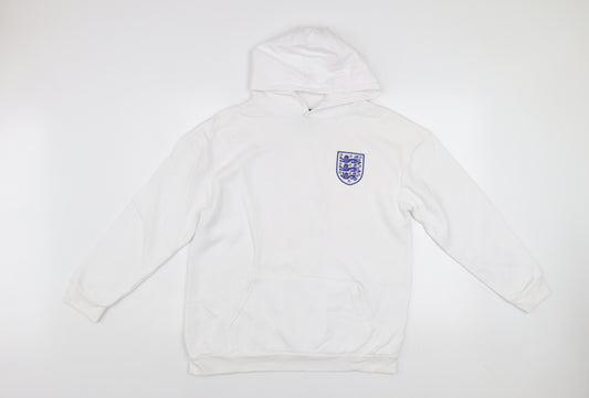 England Boys White Hoodie 12-13 Years Pullover Cotton Blend Football Crest