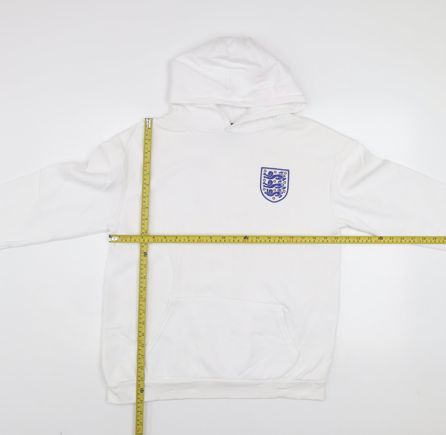 England Boys White Hoodie 12-13 Years Pullover Cotton Blend Football Crest