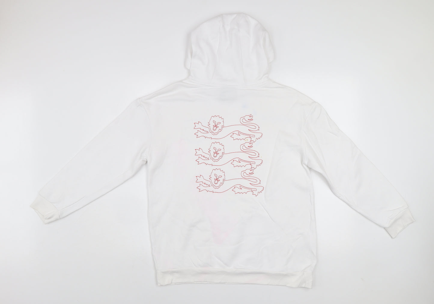 England Boys White Hoodie 12-13 Years Pullover Cotton Blend Football Crest